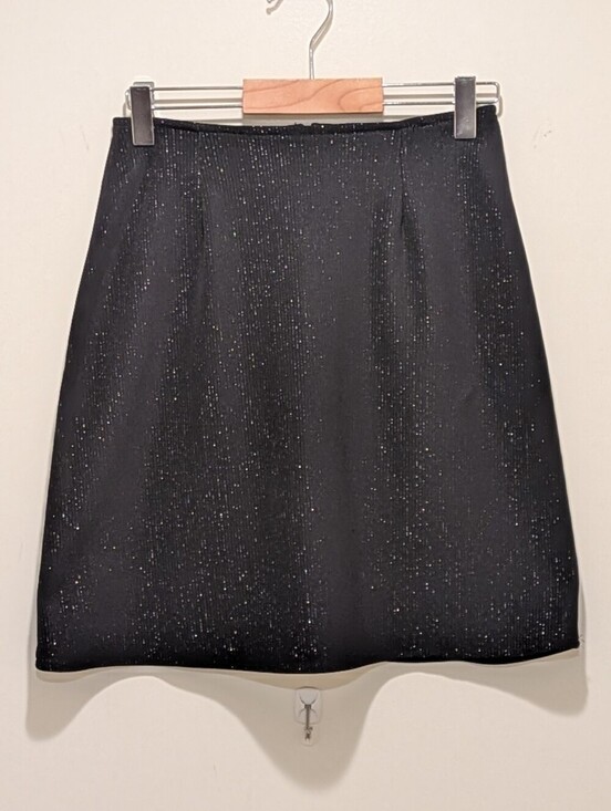 Garage Dresses & Skirts - 3/$30 EUC 90s Garage 1/2 Black Rib Knit Mini Skirt with Gold Metallic Threads